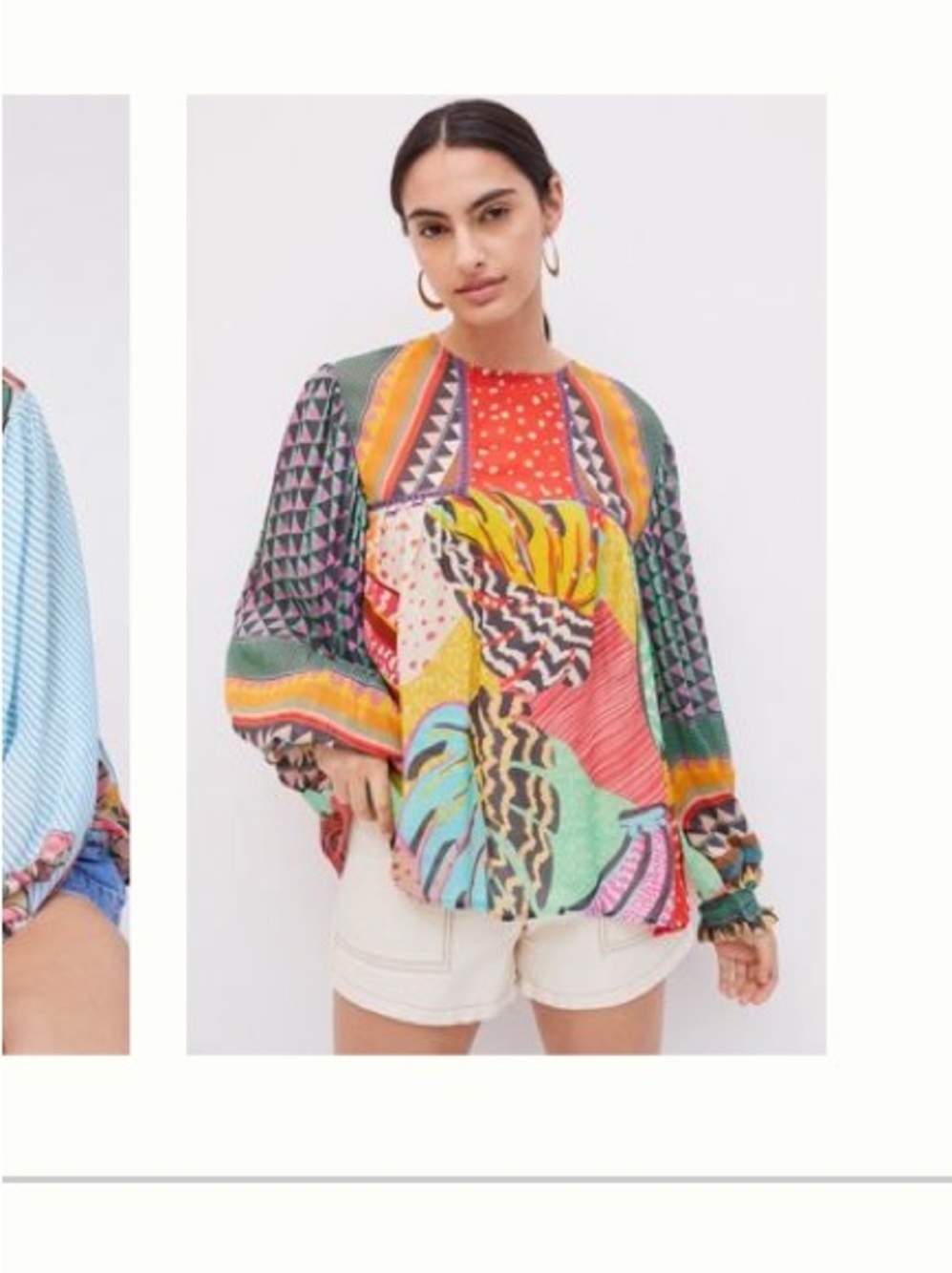 Colorful Floral & Dot Print Long-Sleeve Women's Top from Anthropologie